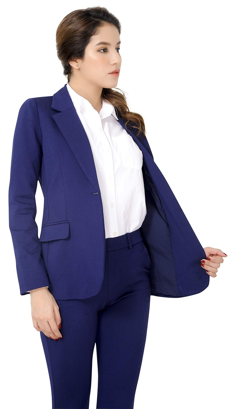 Marycrafts Womenâ€™s Two Piece Suits â€“ Business Blazer Pant Suit Set for Work, Professional Outfit, Office Wear, Formal Business Attire 22 Navy - Image 2
